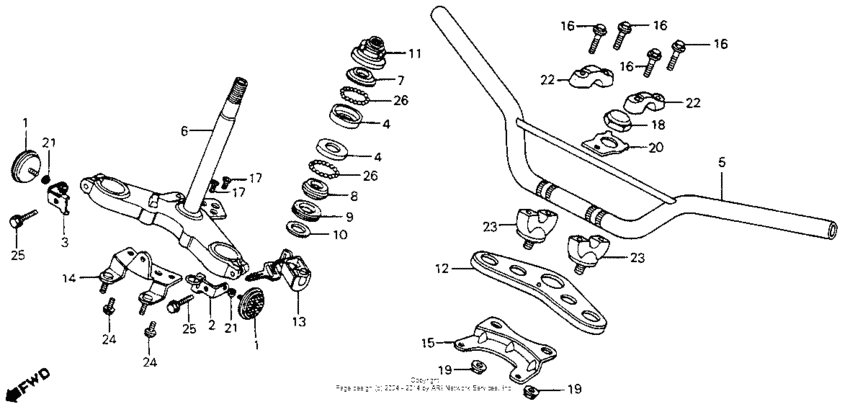 Handlebar + top bridge + steering stem 83-85