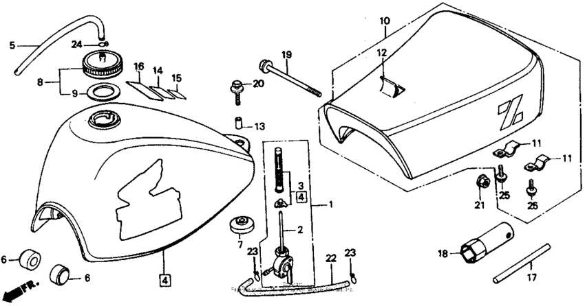 Fuel tank + seat 86-87