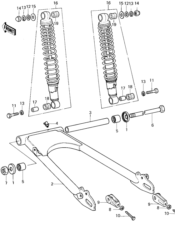 Swing arm/shock absorbers