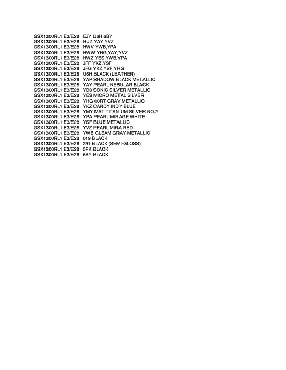 GSX1300R Color chart