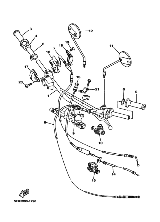 TW125 Рулевой рычаг и кабель