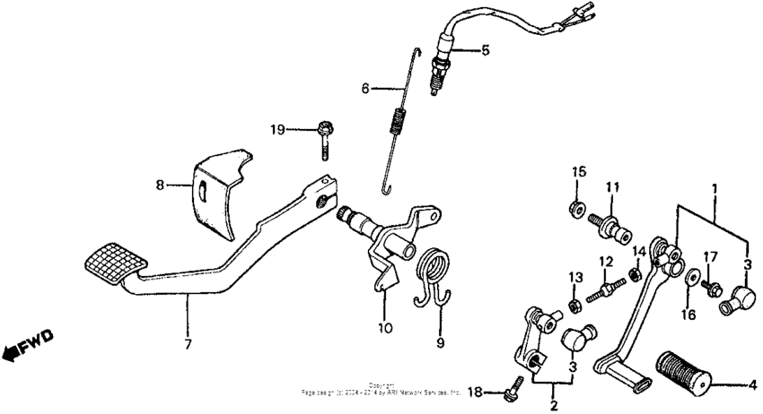 Brake pedal + gearshift pedal