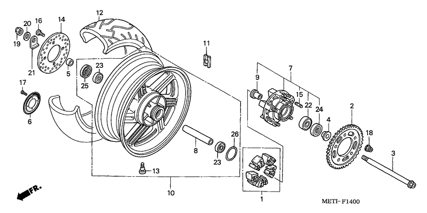 Rear wheel complete assy