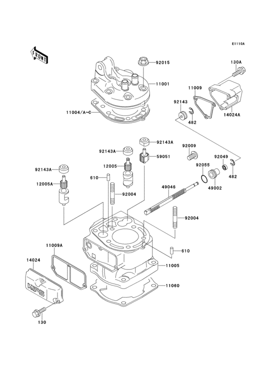 Cylinder head/cylinder(kx125-h2)