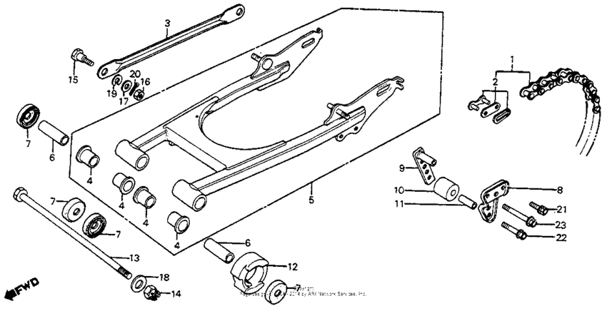 Swingarm + drive chain 80-81