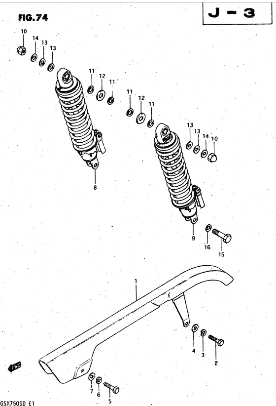 GSX750 Chain case - rear shock absorber