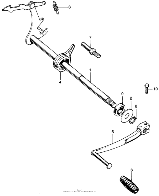 Gearshift spindle + change pedal
