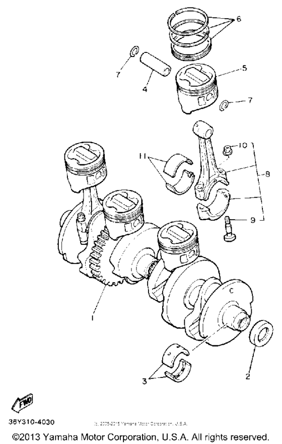 FJ1200A Коленчатый вал и Поршень