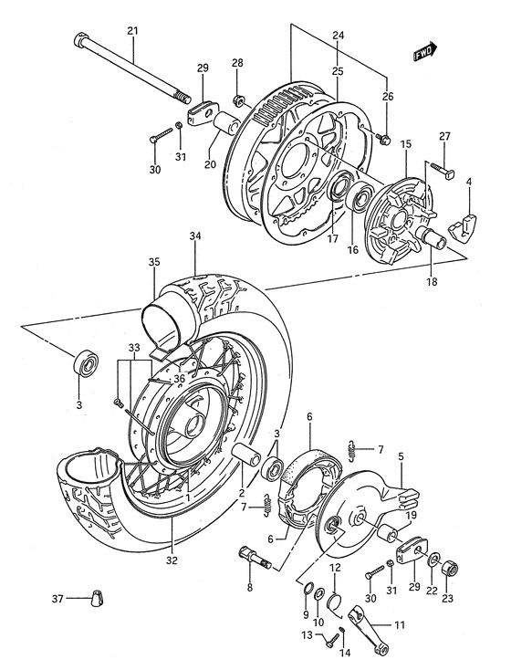 Rear wheel complete assy