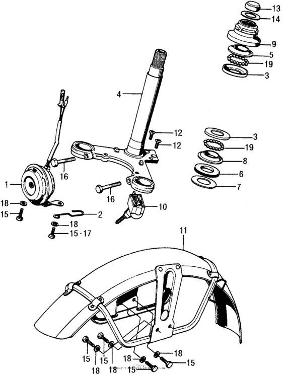 Steering stem + front fender