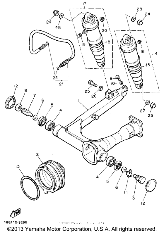 Swing arm-rear shocks