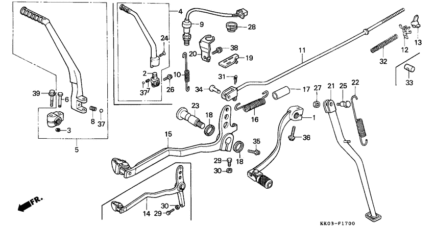 Pedal/kick starter arm
