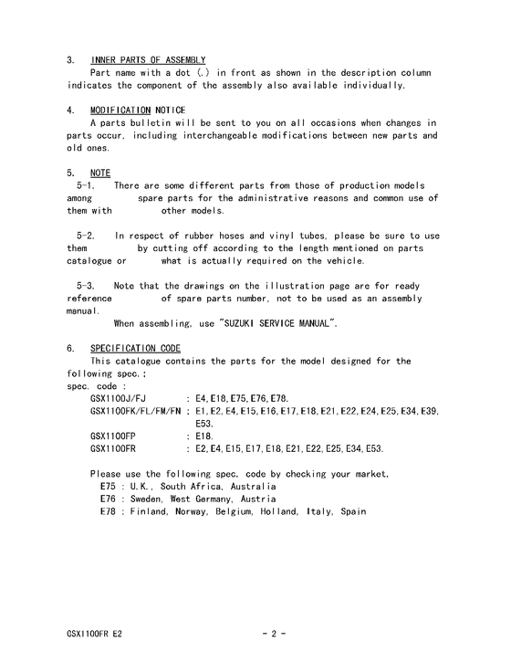 GSX1100 Catalog preface