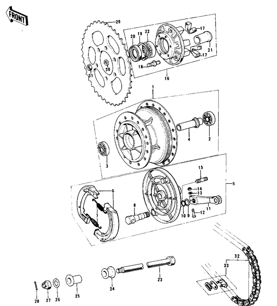 Rear hub/brake/chain