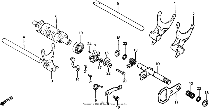 Shift drum + shift fork
