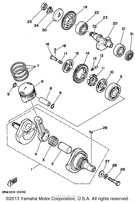 XT225FC Коленчатый вал и Поршень