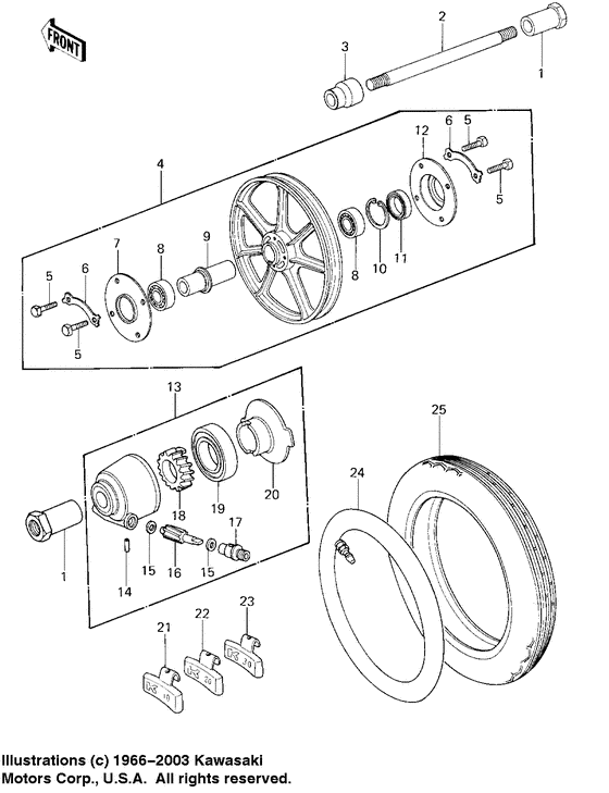 Front wheel/tire/hub
