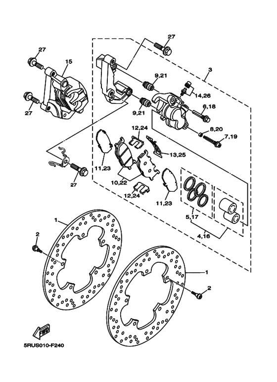 YP400 Передний суппорт