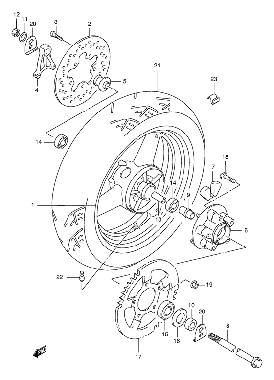 Rear wheel complete assy