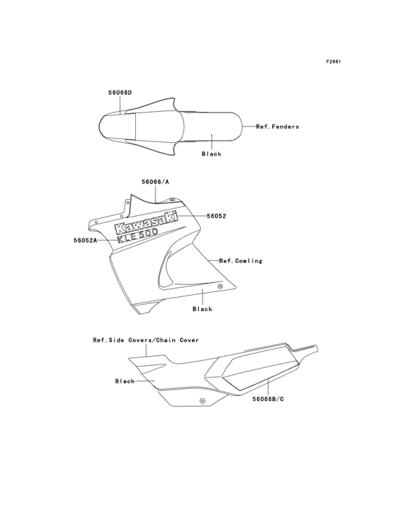 KLE500 Наклейки (черные)