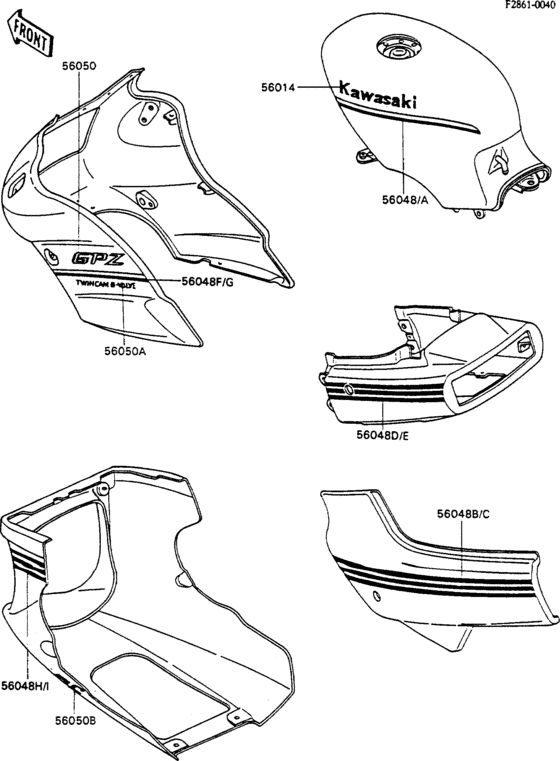 EX500 Decals(ex500-a3)(blue / white)