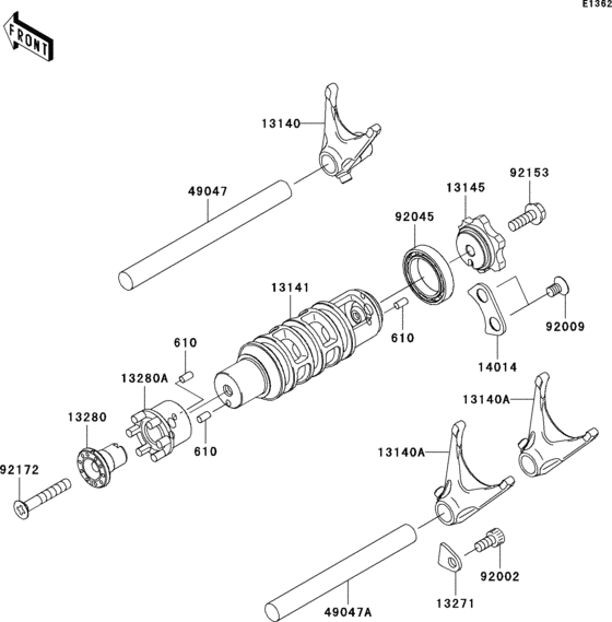 EX650 Валы и вилки переключения передач