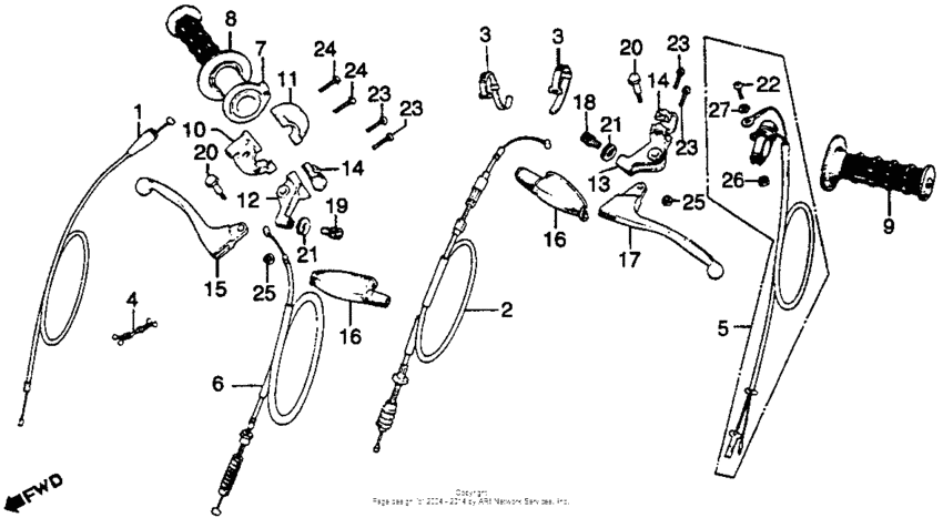 Handle lever + switch + cable