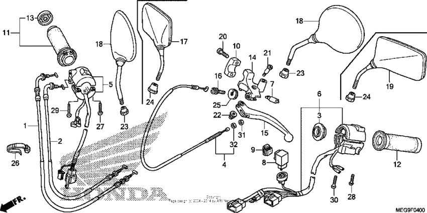 Handle lever + switch + cable
