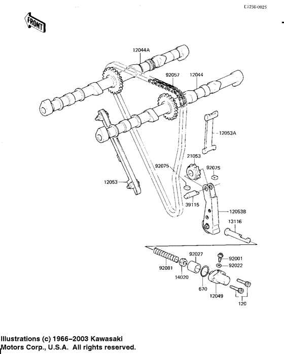 Camshafts/chain/tensioner