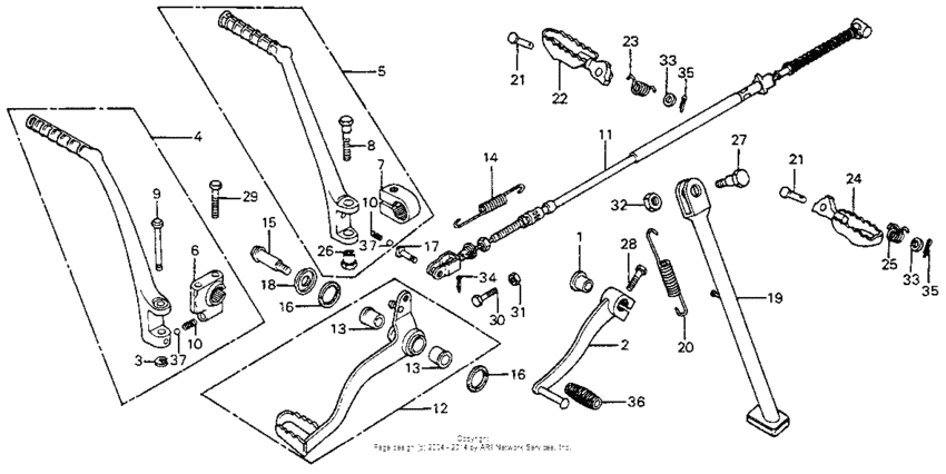 Change + brake pedal + kick starter arm