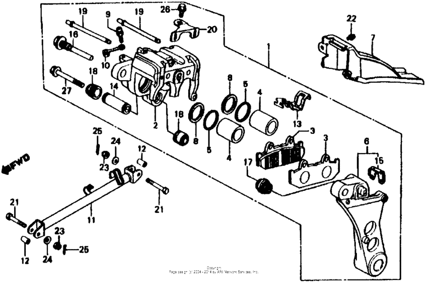 Rear brake caliper 81-82