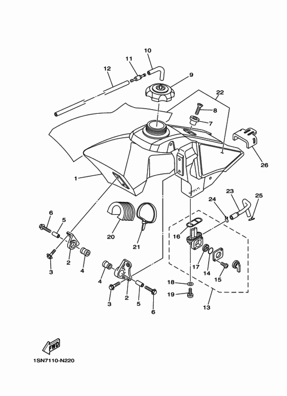 YZ85 Топливный бак