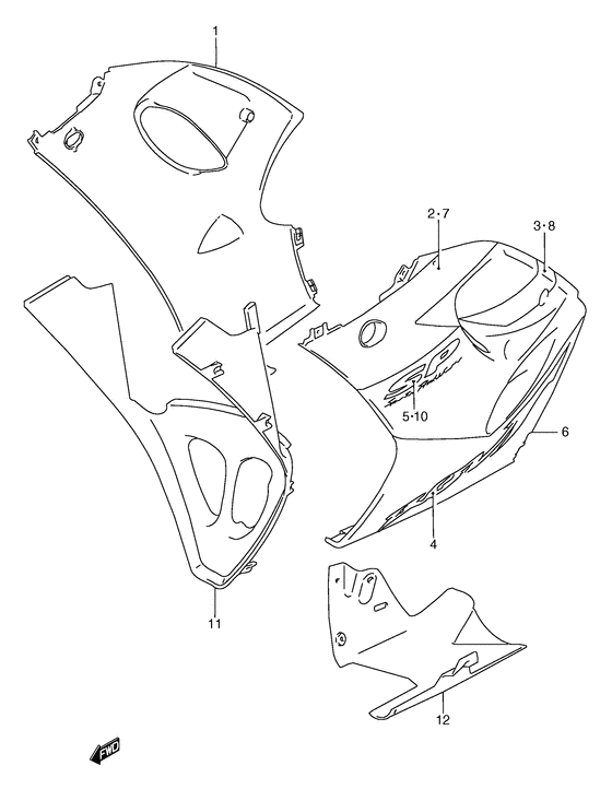 RGV250 Under cowling body