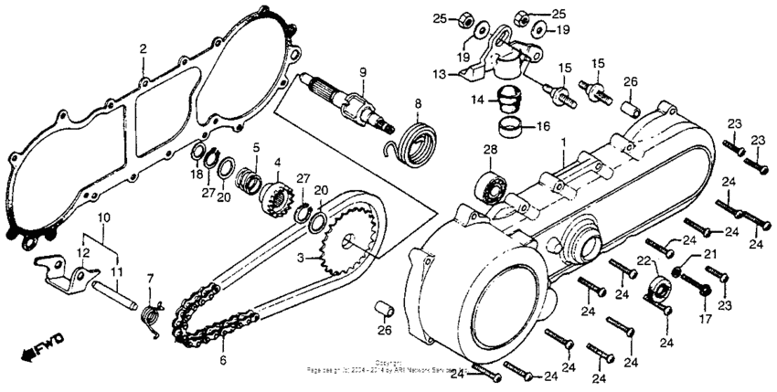 Left crankcase cover + starter 79-80
