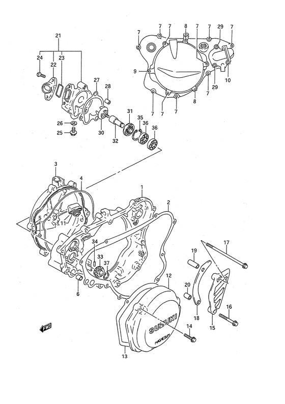 Crankcase cover- water pump