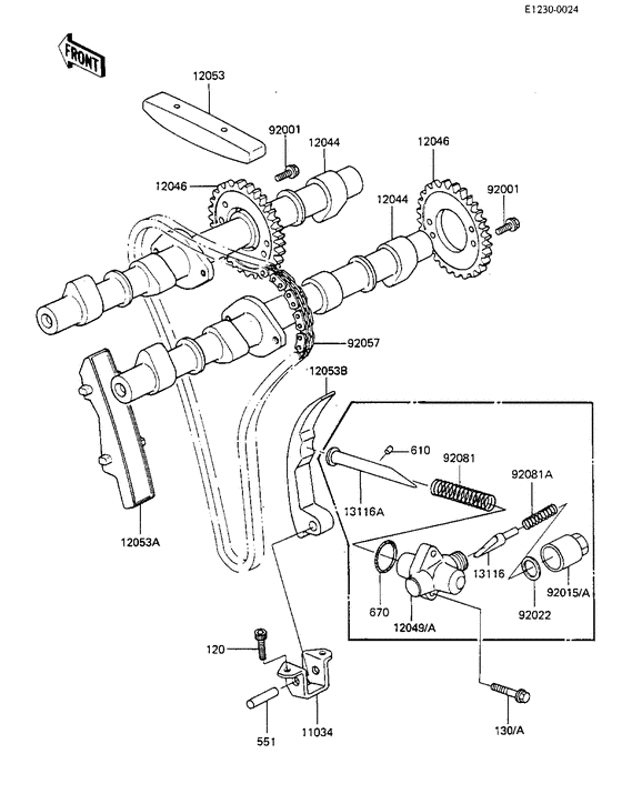 Camshafts/chain/tensioner