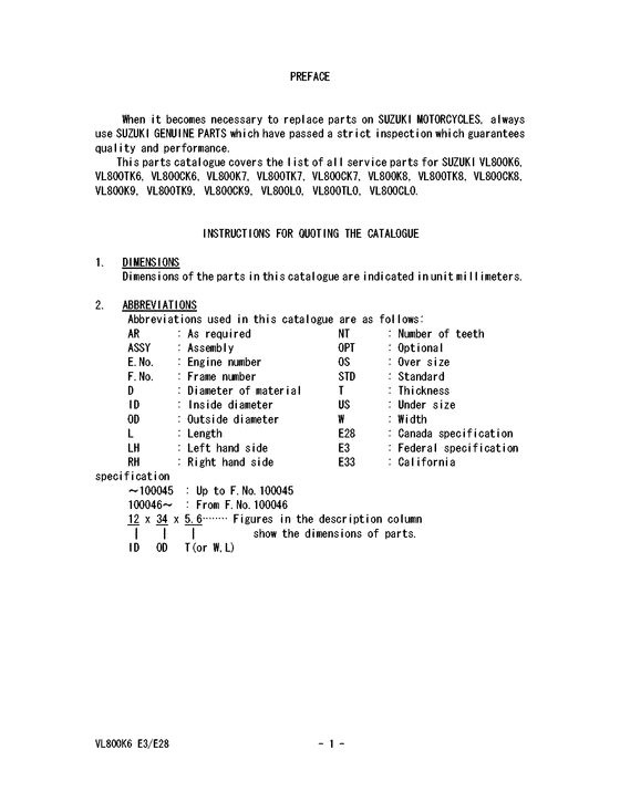 VL800 Catalog preface