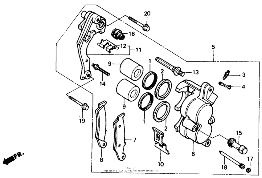 Fr. brake caliper 87-89
