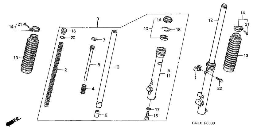 XR80R Вилка передней оси