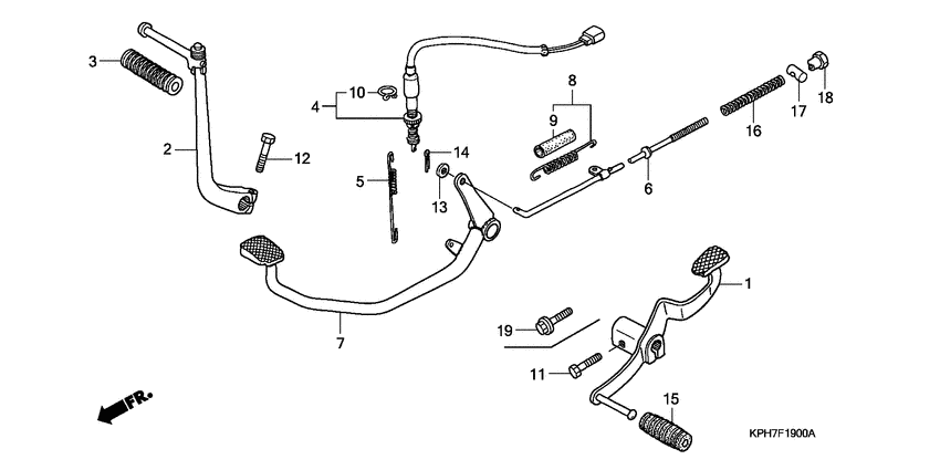 Pedal/kick starter arm