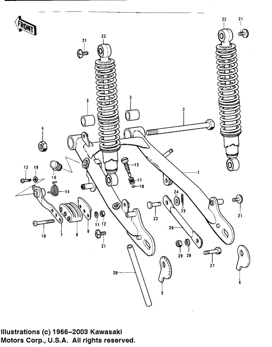 Swing arm/shock absorbers