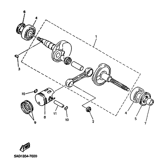 YN50R Коленчатый вал и поршни