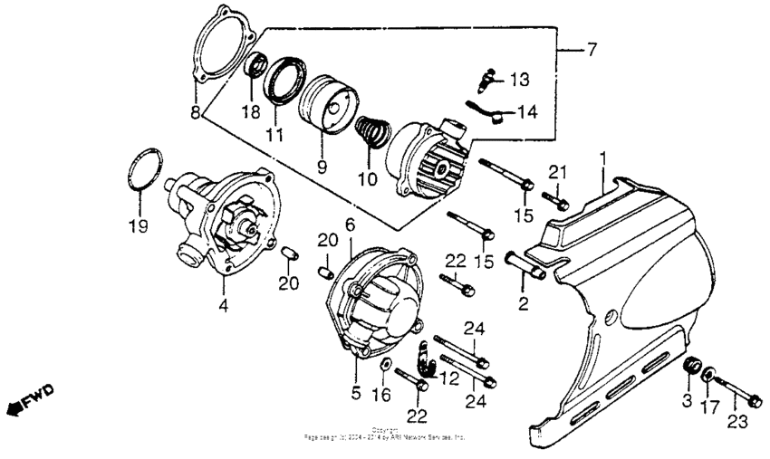 Left crankcase cover + water pump