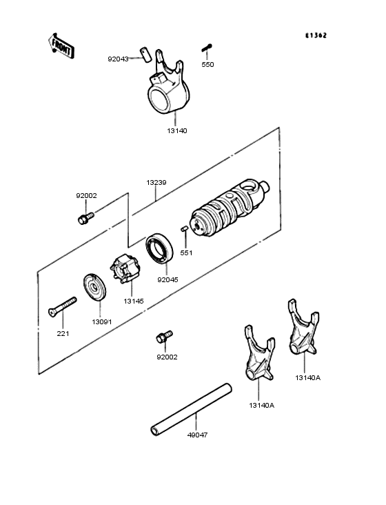 EX400 Gear change drum & forks