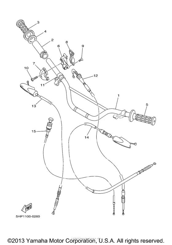 TT125RM Steering handle. cable