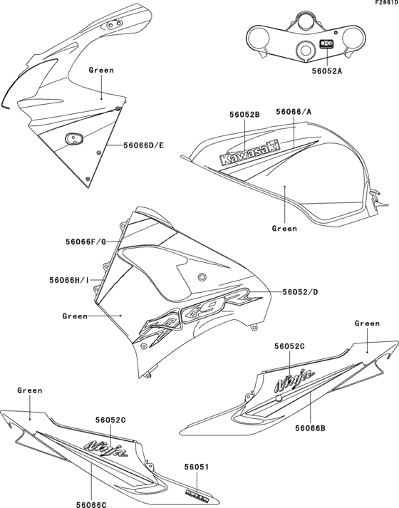 ZX900 Decals(green)(zx900-f2)