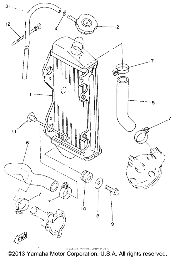 YZ80E1 Radiator - hose