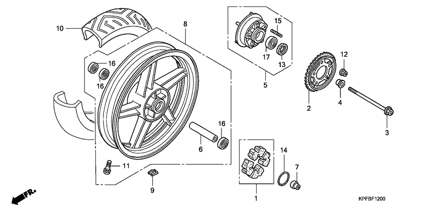 Rear wheel complete assy