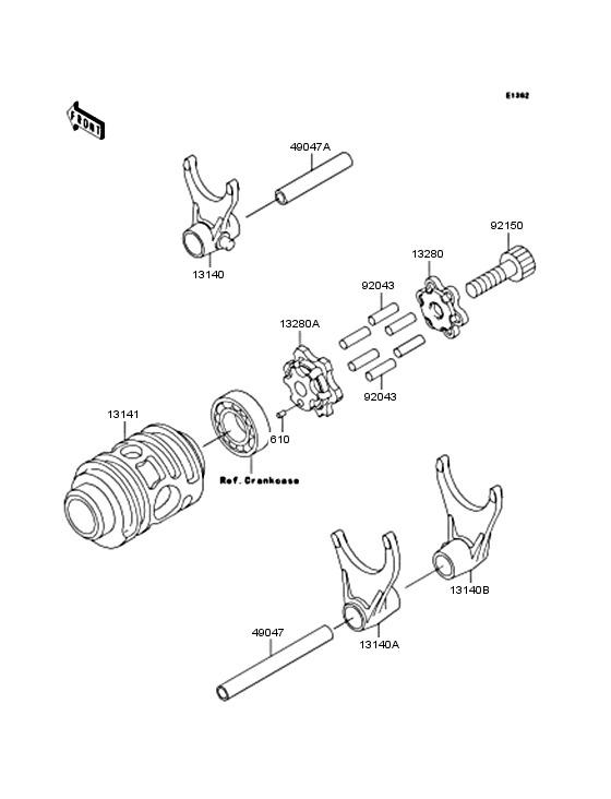 Gear change drum & forks