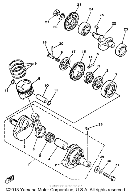 TW200U Коленчатый вал и Поршень
